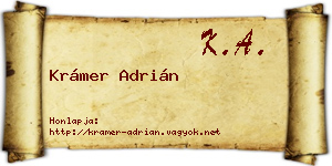 Krámer Adrián névjegykártya